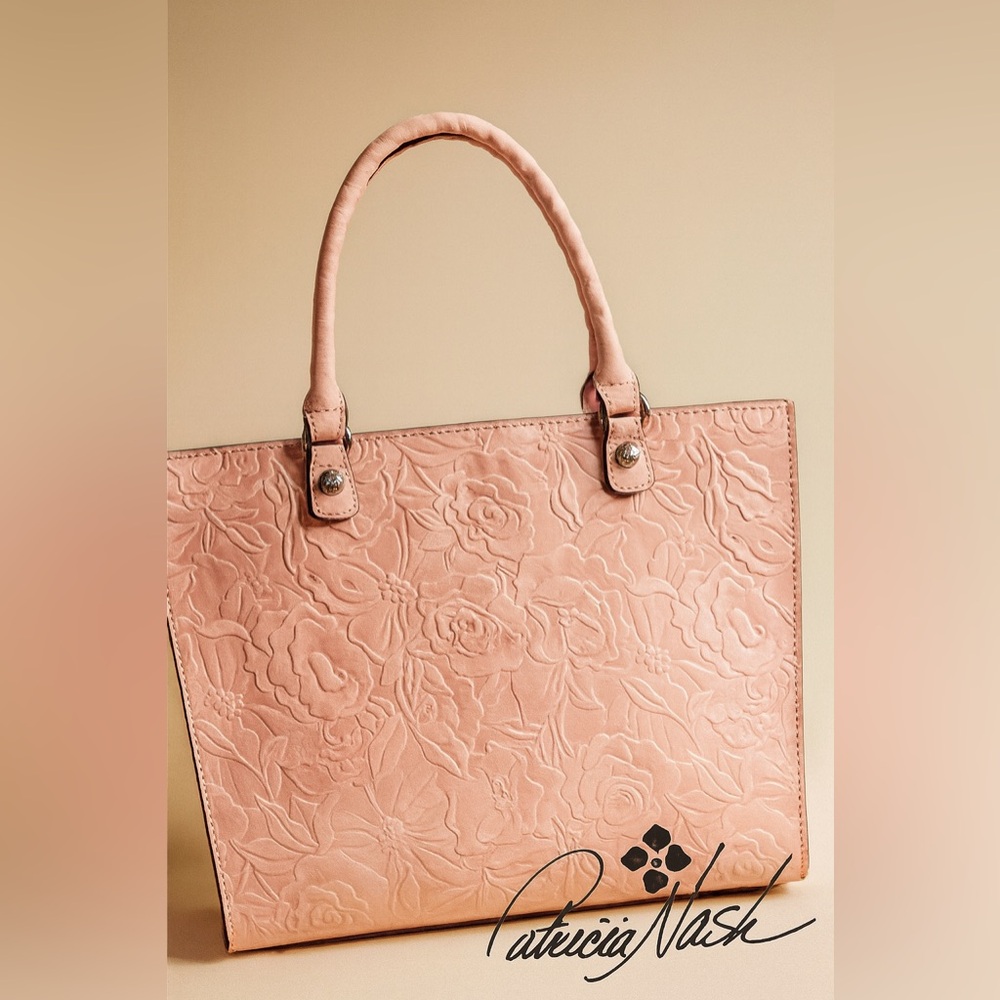 Patricia Nash Zancona Floral Deboss leather tote bag pink shoulder Bag satchel